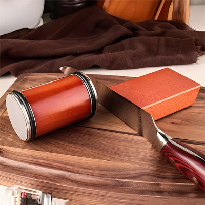affuteur couteau brun bloc