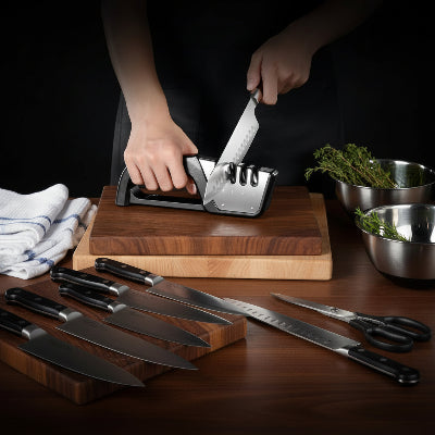 aiguiseur couteau professionnel découpe précise manche trou