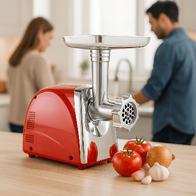 hachoir à viande rouge vif